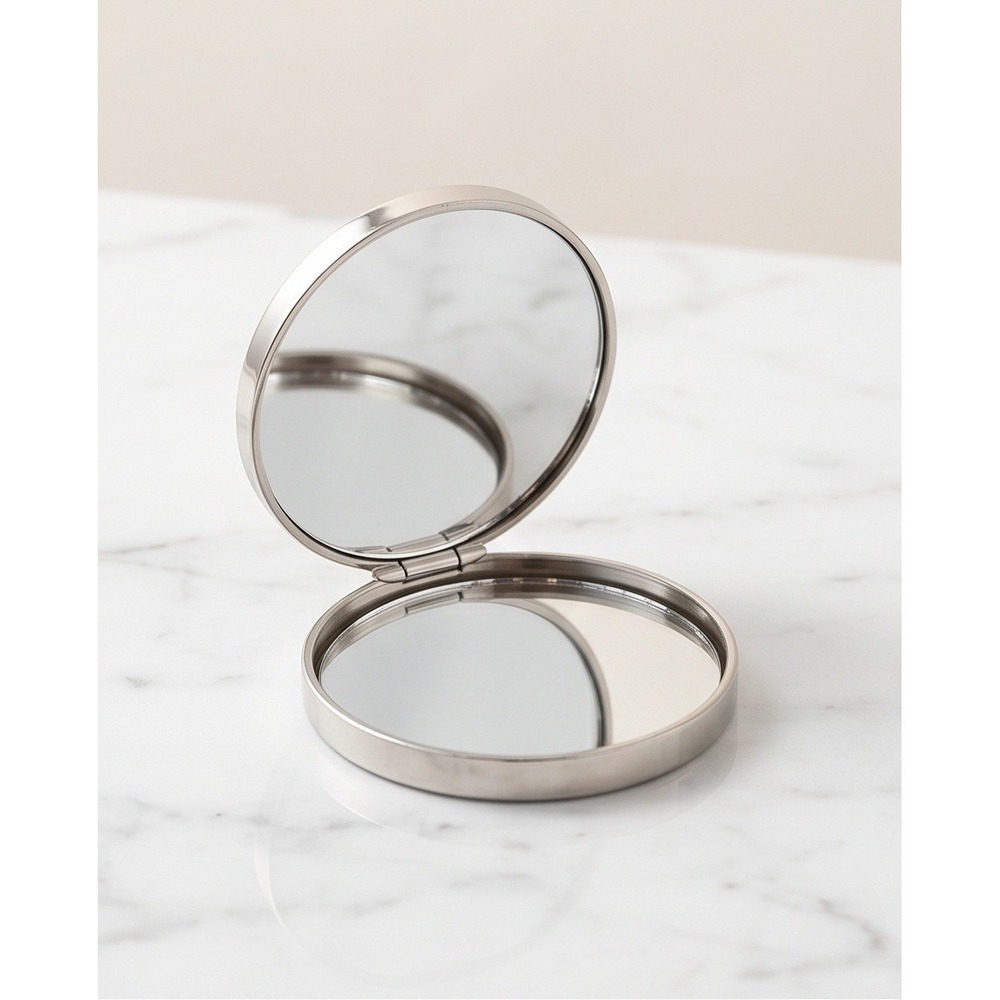 Vintage Mid-Century Modern MCM Chrome Travel‎ Pocket Mirror circa 1960s/1970s